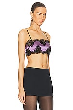fleur du mal Silk And Lace Bandeau Top in Purple Haze, view 2, click to view large image.