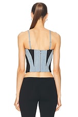fleur du mal Two Toned Denim Bustier Top in Black & Lightwash, view 4, click to view large image.