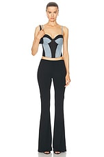 fleur du mal Two Toned Denim Bustier Top in Black & Lightwash, view 5, click to view large image.