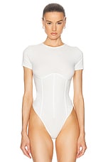 fleur du mal Organic Cotton T-Shirt Bodysuit in Ivory, view 2, click to view large image.