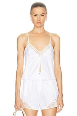 fleur du mal Lace Insert Poplin Cami in White, view 1, click to view large image.