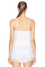 fleur du mal Lace Insert Poplin Cami in White, view 3, click to view large image.
