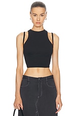 fleur du mal Strappy Rib Tank in Black, view 1, click to view large image.