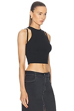 fleur du mal Strappy Rib Tank in Black, view 2, click to view large image.