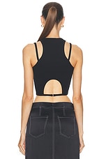 fleur du mal Strappy Rib Tank in Black, view 3, click to view large image.