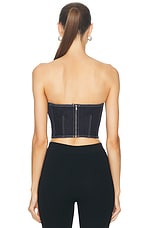 fleur du mal Denim Cropped Bustier in Dark Wash Denim, view 3, click to view large image.