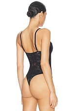 fleur du mal Le Stretch Wireless Lace Bodysuit in Black, view 4, click to view large image.