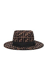 FWRD Renew Fendi Zucca Hat in Brown, view 1, click to view large image.