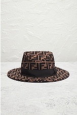 FWRD Renew Fendi Zucca Hat in Brown, view 2, click to view large image.
