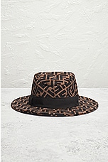 FWRD Renew Fendi Zucca Hat in Brown, view 3, click to view large image.