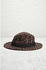 FWRD Renew Fendi Zucca Hat in Brown, view 5, click to view large image.