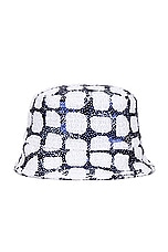 FWRD Renew Chanel Coco Sequined Bucket Hat in Black & White, view 1, click to view large image.