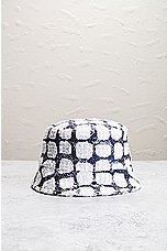 FWRD Renew Chanel Coco Sequined Bucket Hat in Black & White, view 2, click to view large image.