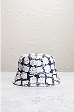 FWRD Renew Chanel Coco Sequined Bucket Hat in Black & White, view 3, click to view large image.