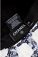 FWRD Renew Chanel Coco Sequined Bucket Hat in Black & White, view 6, click to view large image.