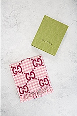 FWRD Renew Gucci GG Jacquard Scarf in Pink, view 6, click to view large image.