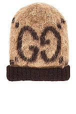 FWRD Renew Gucci GG Mohair Wool Hat in Beige, view 1, click to view large image.