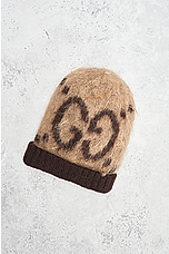 FWRD Renew Gucci GG Mohair Wool Hat in Beige, view 2, click to view large image.