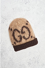 FWRD Renew Gucci GG Mohair Wool Hat in Beige, view 3, click to view large image.