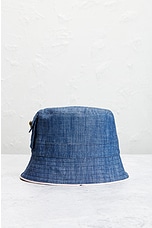 FWRD Renew Chanel Denim Coco Mark Bucket Hat in Blue, view 3, click to view large image.