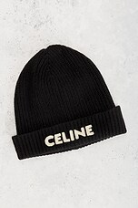 FWRD Renew Celine Knitted Beanie in Black, view 2, click to view large image.