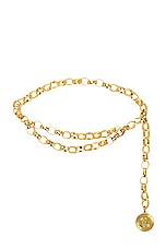 FWRD Renew Chanel Sunburst Double Chain Belt in Gold, view 1, click to view large image.