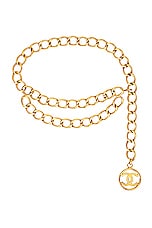 FWRD Renew Chanel Big Coco Mark Chain Belt in Gold, view 1, click to view large image.