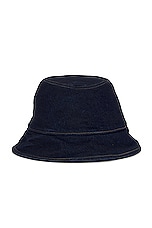FWRD Renew Celine Denim Bucket Hat in Dark Blue, view 1, click to view large image.