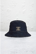 FWRD Renew Celine Denim Bucket Hat in Dark Blue, view 4, click to view large image.