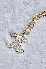 FWRD Renew Chanel Coco Mark Flower Rhinestone Chain Belt in Light Gold, view 3, click to view large image.