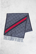 FWRD Renew Gucci Monogram Scarf in Blue, view 2, click to view large image.