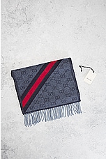 FWRD Renew Gucci Monogram Scarf in Blue, view 3, click to view large image.