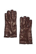 FWRD Renew Fendi Sheepskin Gloves in Dark Brown, view 1, click to view large image.