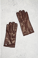FWRD Renew Fendi Sheepskin Gloves in Dark Brown, view 2, click to view large image.