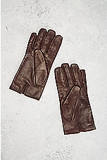FWRD Renew Fendi Sheepskin Gloves in Dark Brown, view 3, click to view large image.