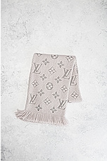 FWRD Renew Louis Vuitton Logo Scarf in Taupe, view 2, click to view large image.