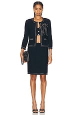 FWRD Renew Chanel Skirt &amp; Jacket Set in Black, view 1, click to view large image.