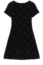 FWRD Renew Chanel Coco Mark Pattern Velour Dress in Black, view 2, click to view large image.