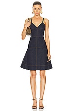 FWRD Renew Fendi Denim Dress &amp; Vest Set in Dark Blue, view 2, click to view large image.