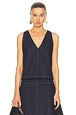 FWRD Renew Fendi Denim Dress &amp; Vest Set in Dark Blue, view 5, click to view large image.