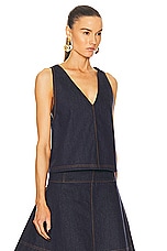 FWRD Renew Fendi Denim Dress &amp; Vest Set in Dark Blue, view 6, click to view large image.