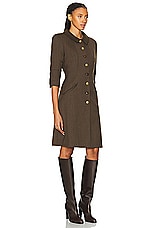FWRD Renew Chanel Coco Button Dress in Khaki, view 2, click to view large image.