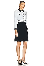 FWRD Renew Chanel Cropped Jacket &amp; Skirt Set in Black & White, view 2, click to view large image.