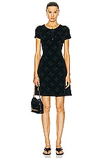 FWRD Renew Chanel Logo Velour Dress in Black, view 1, click to view large image.