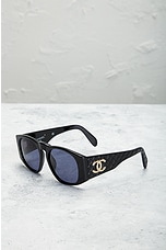 FWRD Renew Chanel Tinted Oversized Sunglasses in Black, view 2, click to view large image.