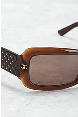 FWRD Renew Chanel Interlocking CC Square Sunglasses in Brown, view 6, click to view large image.