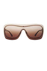 FWRD Renew Chanel Interlocking CC Logo Aviator Sunglasses in Brown, view 1, click to view large image.