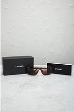 FWRD Renew Chanel Interlocking CC Logo Aviator Sunglasses in Brown, view 7, click to view large image.