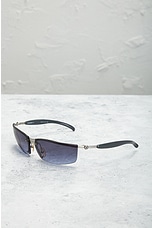 FWRD Renew Chanel Interlocking CC Logo Shield Sunglasses in Blue, view 2, click to view large image.