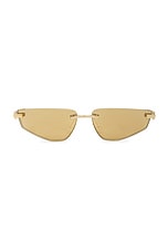 FWRD Renew Dolce &amp; Gabbana Narrow Tinted Sunglasses in Brown, view 1, click to view large image.